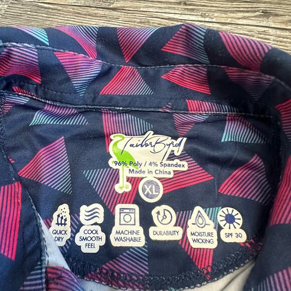 Tailor Byrd Navy Bue Purple Men XL Geometric Patterned Golf Polo Shirt Wicking - Picture 4 of 10